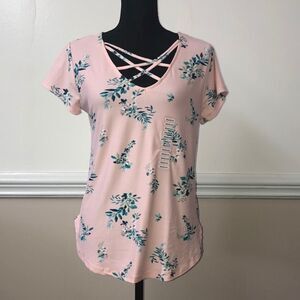 NWT Wishful Park Floral Top with Cross Front